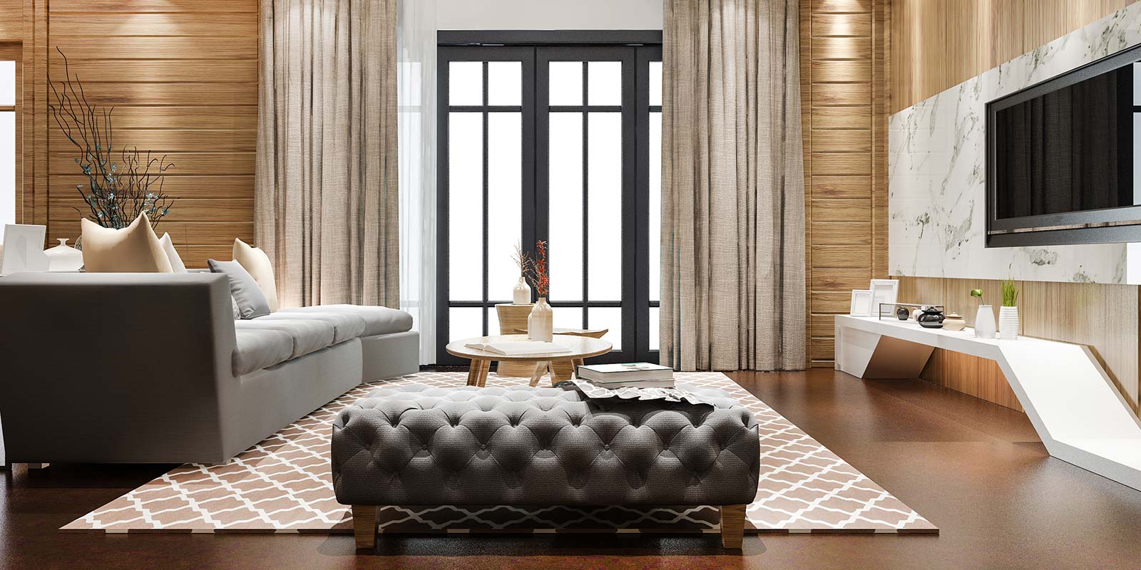 Sala de estar reformada para su revalorización e incrementar las oportunidades de venta.