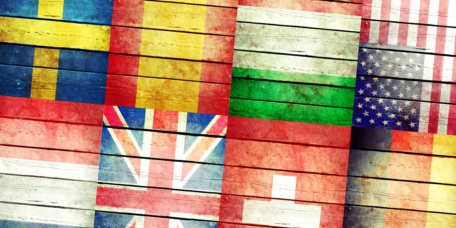 Imagen compuesta por diferentes banderas de países internacionales. En concepto de las diferentes y diversas nacionalidades que visitan la Costa del Sol y sus municipios en busca de una inversión inmobiliaria a largo plazo.